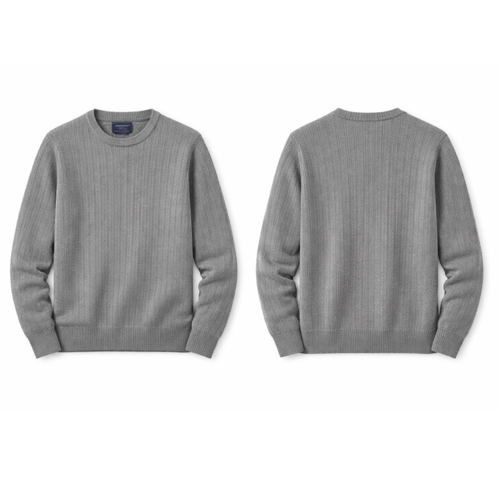 HATHAWAY SPORT $120 Brunswick Crewneck 100% Combed Cotton Gray Sweater Sz L - Picture 2 of 15